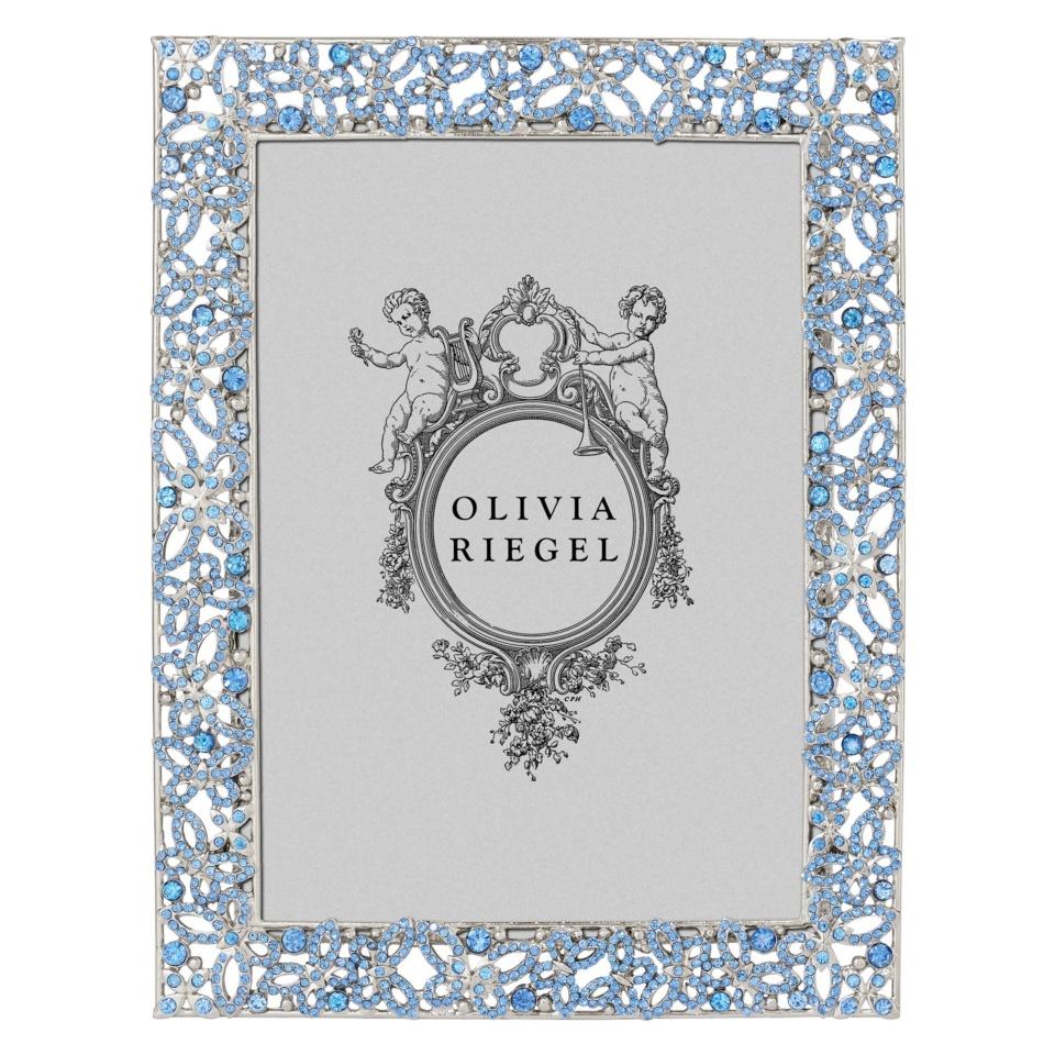 Silver Papillon with Sapphire Crystals 5" x 7" Frame